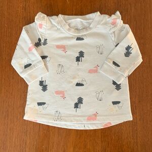 🍊5/$25 Rene Rofe Long Sleeve Tee White and Pink size 3-6m